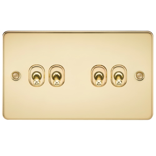Flat Plate 10AX 4G 2-way toggle switch - polished brass