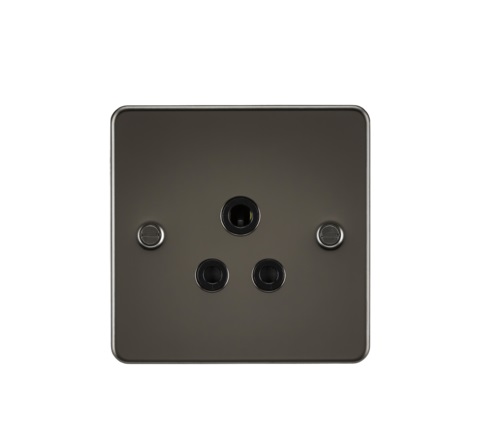 Flat Plate 5A unswitched socket - gunmetal with black insert