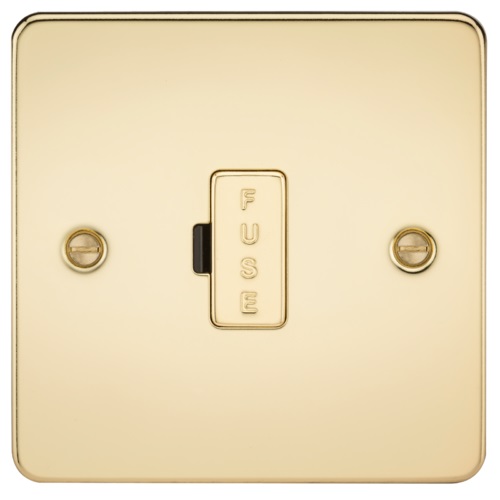 Flat Plate 13A fused spur unit - polished brass