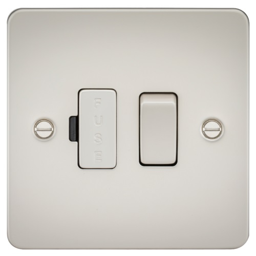 Flat Plate 13A switched fused spur unit - pearl