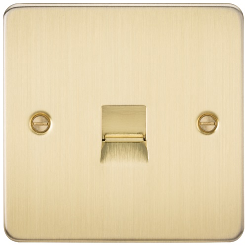 Flat Plate Telephone extension socket - brushed brass