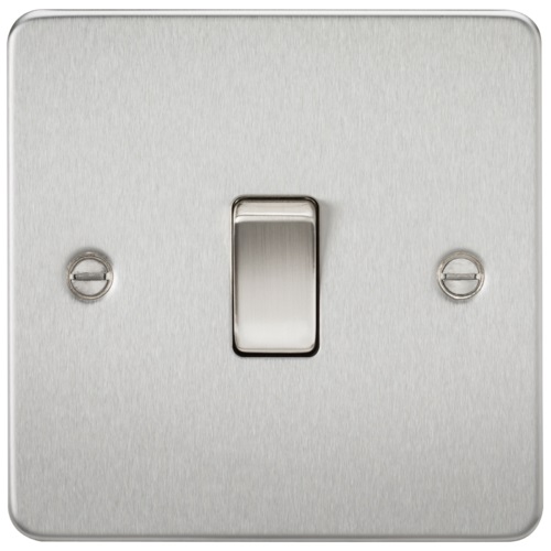 Flat Plate 20A 1G DP switch - brushed chrome