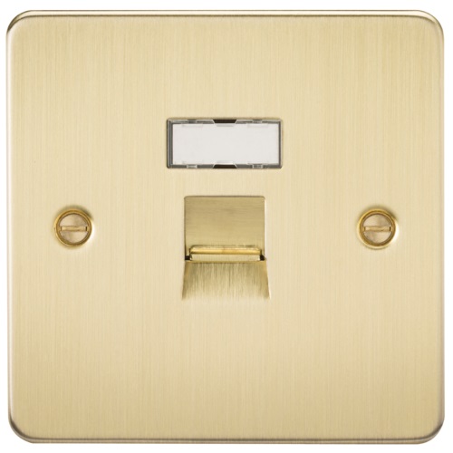 Flat Plate RJ45 network outlet - brushed brass