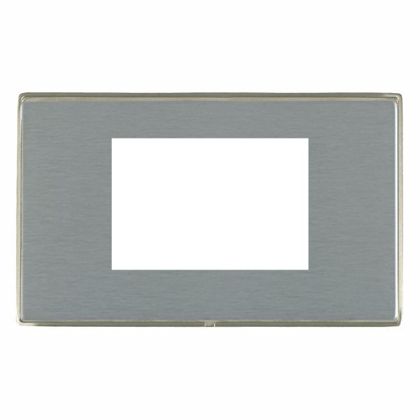 Hamilton Linea-Duo CFX Satin Nickel Frame/Satin Steel Plate 3 Module EuroFix 75x50mm Aperture Plate with Grid