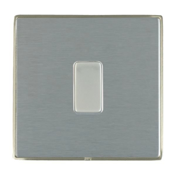 Hamilton LDWR31SN-SSW Linea-Duo CFX Satin Nickel Frame/Satin Steel Plate 1 Gang 10AX 2 Way Wide Intermediate Switch with Satin Steel Rocker and White Surround