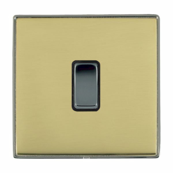 Hamilton LDWRRTBK-PBB Linea-Duo CFX Black Nickel Frame/Polished Brass Plate 1 Gang 10AX Wide Push To Make/Break Retractive Switch with Black Nickel Rocker and Black Surround