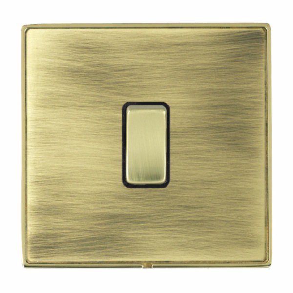 Hamilton LDWRRTPB-ABB Linea-Duo CFX Polished Brass Frame/Antique Brass Plate 1 Gang 10AX Wide Push To Make/Break Retractive Switch with Polished Brass Rocker and Black Surround