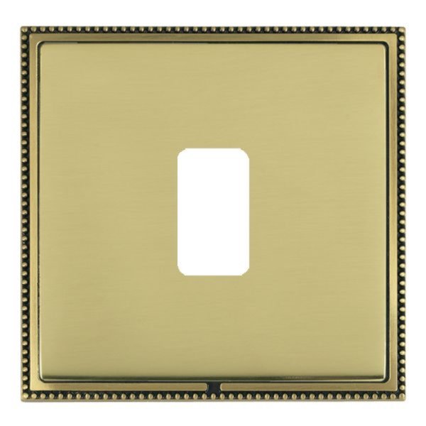 Hamilton LPX1GPAB-PB Linea-Perlina CFX Antique Brass Frame/Polished Brass Plate 1 Gang Grid Fix Aperture Plate with Grid