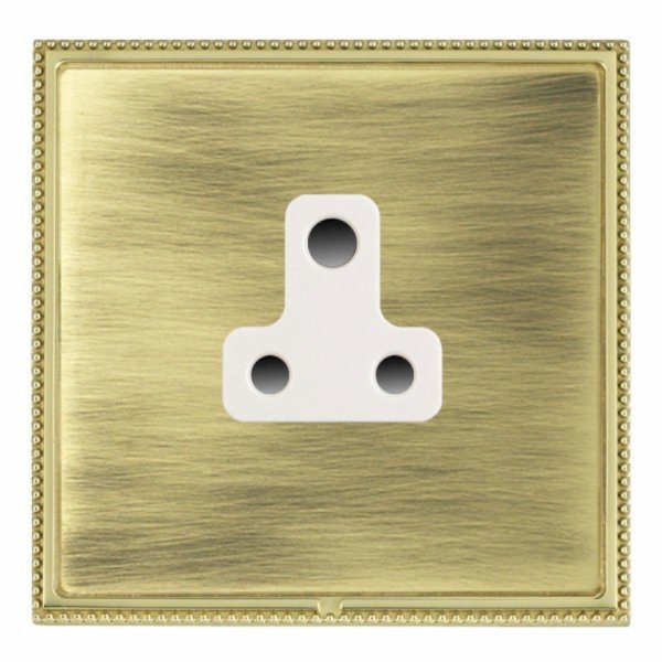 Hamilton LPXUS5PB-ABW Linea-Perlina CFX Polished Brass Frame/Antique Brass Plate 1 Gang 5A Unswitched Socket with White Insert