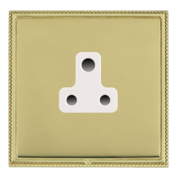 Hamilton LPXUS5PB-PBW Linea-Perlina CFX Polished Brass Frame/Polished Brass Plate 1 Gang 5A Unswitched Socket with White Insert
