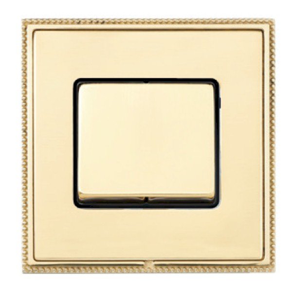 Hamilton LPXW10DPPB-PBB Linea-Perlina CFX Polished Brass Frame/Polished Brass Plate 1 Gang 10AX Wide Double Pole Switch with Polished Brass Rocker and Black Surround