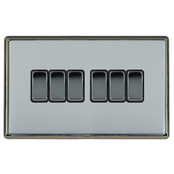 Hamln LRXR26BK-BSB Rocker Switch 6G 10A