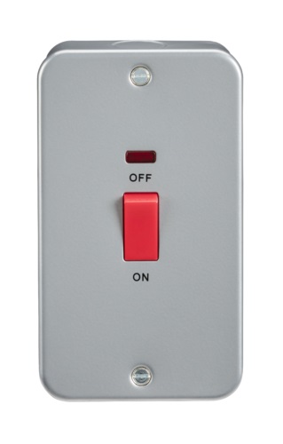 Metal Clad 45A DP Switch with Neon - Large Plate