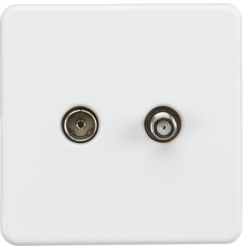 Screwless 1G TV and SAT TV outlet (isolated) - Matt white