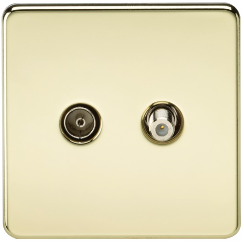 Screwless TV & SAT TV Outlet (Isolated) - Polished Brass