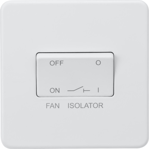 Screwless 10AX 3 pole fan isolator switch - Matt white