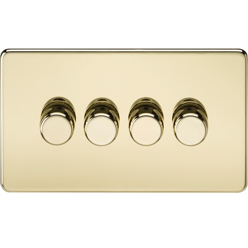 Screwless 4G 2-Way Dimmer 60-400W - Polished Brass