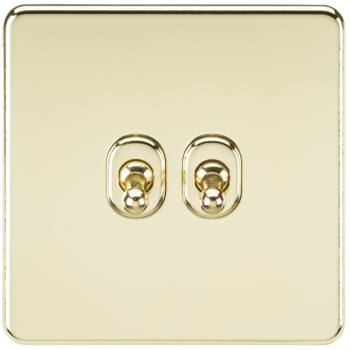 Screwless 10AX 2G 2-Way Toggle Switch - Polished Brass
