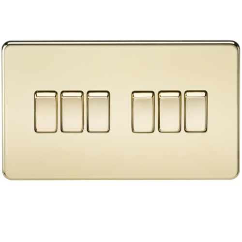Screwless 10AX 6G 2-Way Switch - Polished Brass