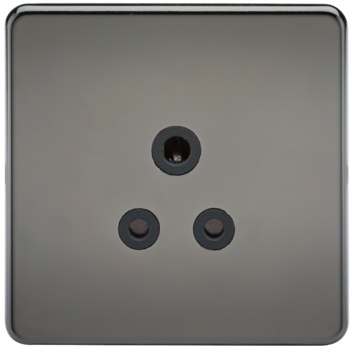 Screwless 5A Unswitched Socket - Black Nickel with Black Insert