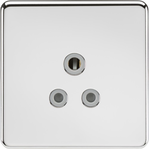 Screwless 5A Unswitched Socket - Polished Chrome with Grey Insert