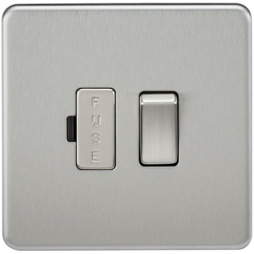 Screwless 13A Switched Fused Spur Unit - Brushed Chrome