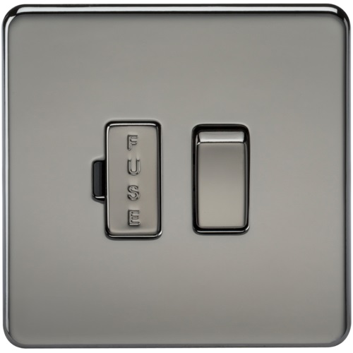 Screwless 13A Switched Fused Spur Unit - Black Nickel