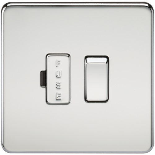 Screwless 13A Switched Fused Spur Unit - Polished Chrome