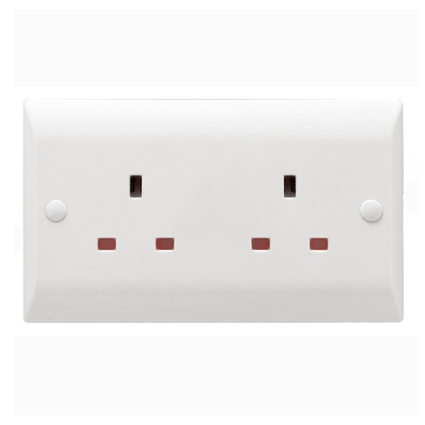 Hamilton Vogue White 2 Gang 13A Unswitched Socket