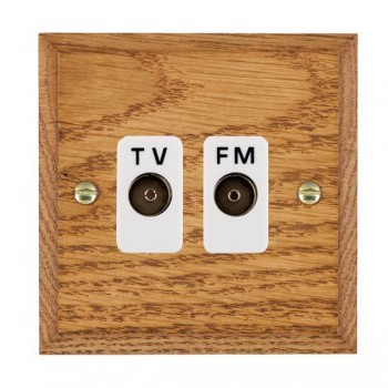 Hamilton Woods Chamfered Medium Oak Isolated 1 In/2 Out TV/FM Diplexer with White Insert