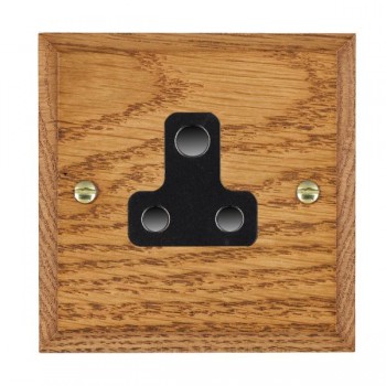 Hamilton Woods Chamfered Medium Oak 1 Gang 5A Unswitched Socket with Black Insert