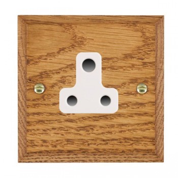 Hamilton Woods Chamfered Medium Oak 1 Gang 5A Unswitched Socket with White Insert