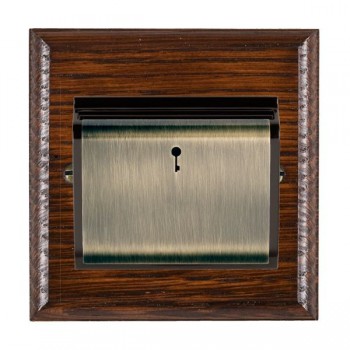 Hamilton Woods Ovolo Antique Mahogany 10A (6AX) 12-24V On/Off Card Switch with Antique Brass Insert and Black Surround