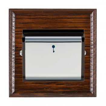 Hamilton Woods Ovolo Antique Mahogany 10A (6AX) 12-24V On/Off Card Switch with Bright Chrome Insert and Black Surround