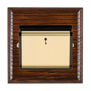 Hamilton Woods Ovolo Antique Mahogany 10A (6AX) 12-24V On/Off Card Switch with Polished Brass Insert and Black Surround