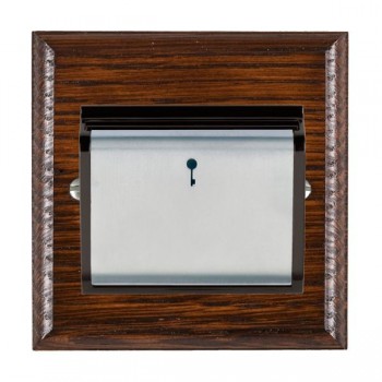 Hamilton Woods Ovolo Antique Mahogany 10A (6AX) 12-24V On/Off Card Switch with Satin Chrome Insert and Black Surround