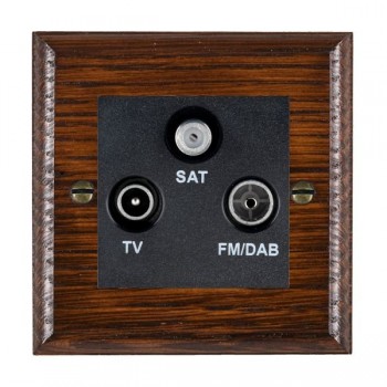 Hamilton Woods Ovolo Antique Mahogany Non-Isolated TV+FM+SAT 1 In/3 Out Triplexer with Black Insert