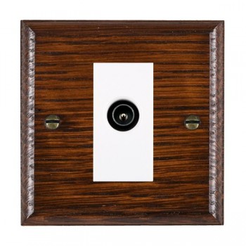 Hamilton Woods Ovolo Antique Mahogany 1 Gang Non-Isolated Male TV Socket with White Insert