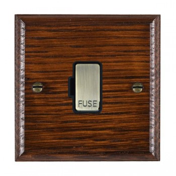 Hamilton Woods Ovolo Antique Mahogany 13A Unswitched Fused Spur with Antique Brass Insert and Black Surround