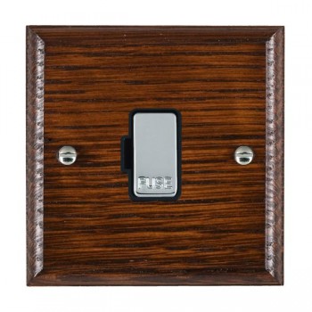 Hamilton Woods Ovolo Antique Mahogany 13A Unswitched Fused Spur with Bright Chrome Insert and Black Surround