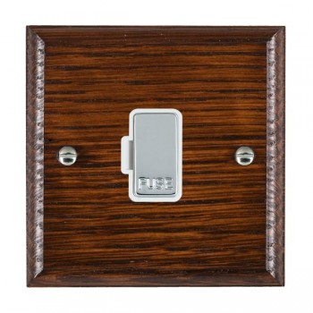 Hamilton Woods Ovolo Antique Mahogany 13A Unswitched Fused Spur with Bright Chrome Insert and White Surround