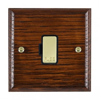 Hamilton Woods Ovolo Antique Mahogany 13A Unswitched Fused Spur with Polished Brass Insert and Black Surround