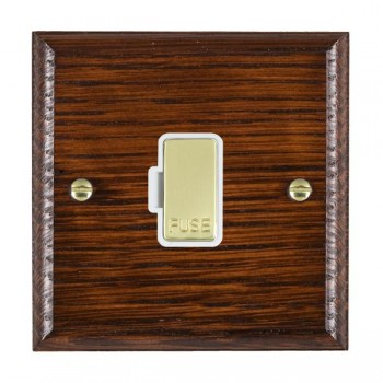 Hamilton Woods Ovolo Antique Mahogany 13A Unswitched Fused Spur with Polished Brass Insert and White Surround