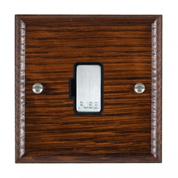 Hamilton Woods Ovolo Antique Mahogany 13A Unswitched Fused Spur with Satin Chrome Insert and Black Surround