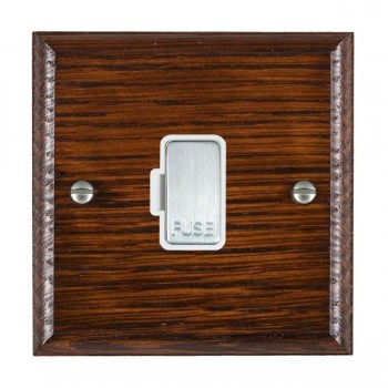 Hamilton Woods Ovolo Antique Mahogany 13A Unswitched Fused Spur with Satin Chrome Insert and White Surround