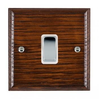 Hamilton Woods Ovolo Antique Mahogany 1 Gang 10AX 2 Way Switch with Bright Chrome Rocker and White Surround