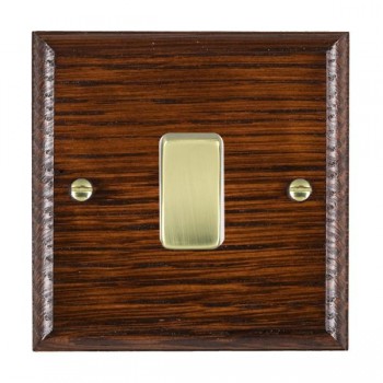 Hamilton Woods Ovolo Antique Mahogany 1 Gang 10AX 2 Way Switch with Polished Brass Rocker and White Surround