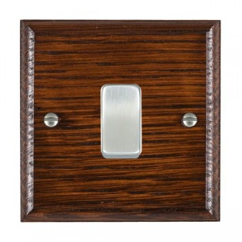 Hamilton Woods Ovolo Antique Mahogany 1 Gang 10AX Intermediate Switch with Satin Chrome Rocker and White Surround