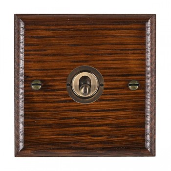 Hamilton Woods Ovolo Antique Mahogany 1 Gang 20AX 2 Way Toggle Switch with Antique Brass Toggle