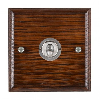 Hamilton Woods Ovolo Antique Mahogany 1 Gang 20AX 2 Way Toggle Switch with Satin Chrome Toggle